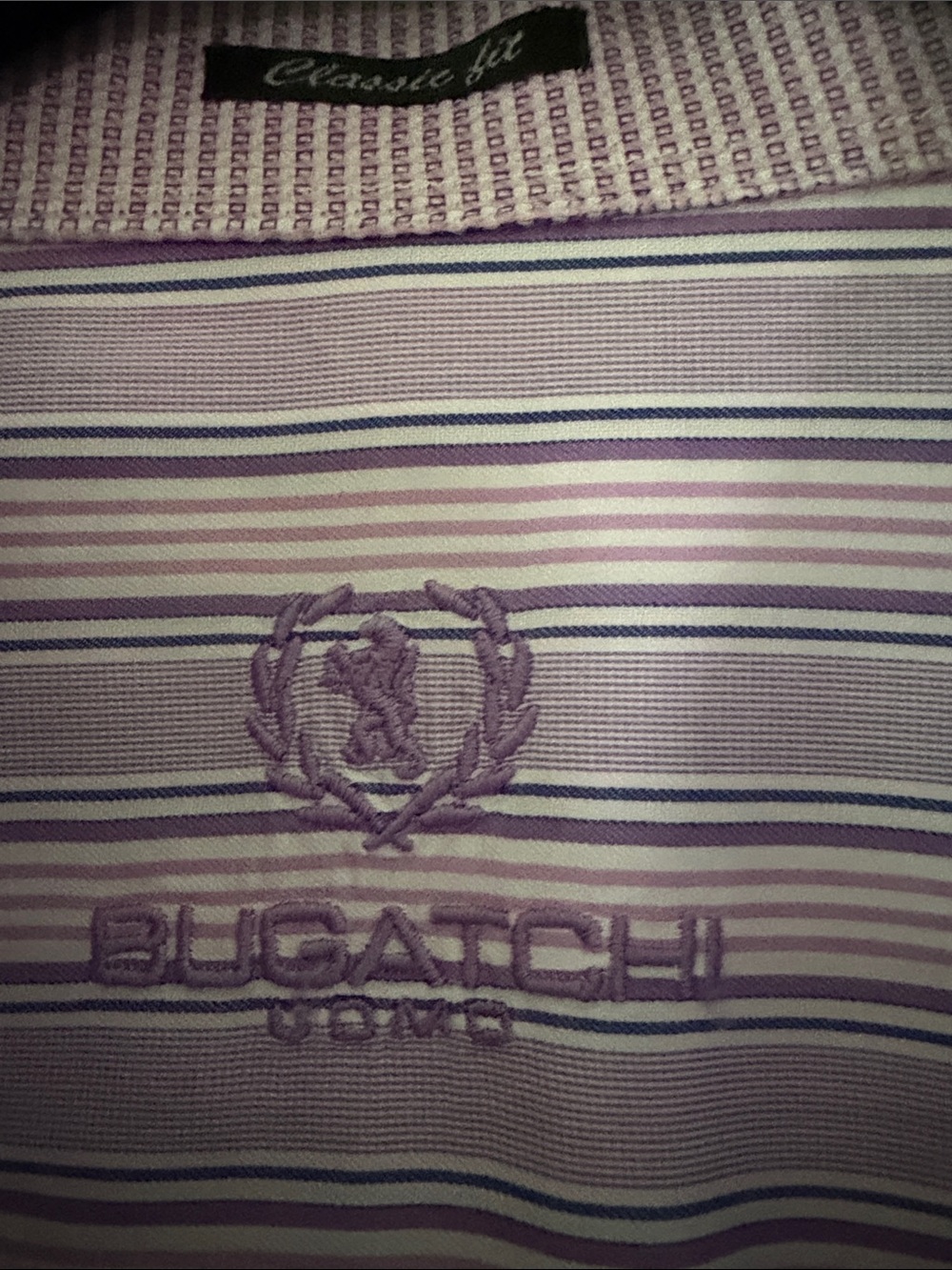Bugatchi Lavender and White Multi-Stripe Dress Shirt - Picture 2 of 6